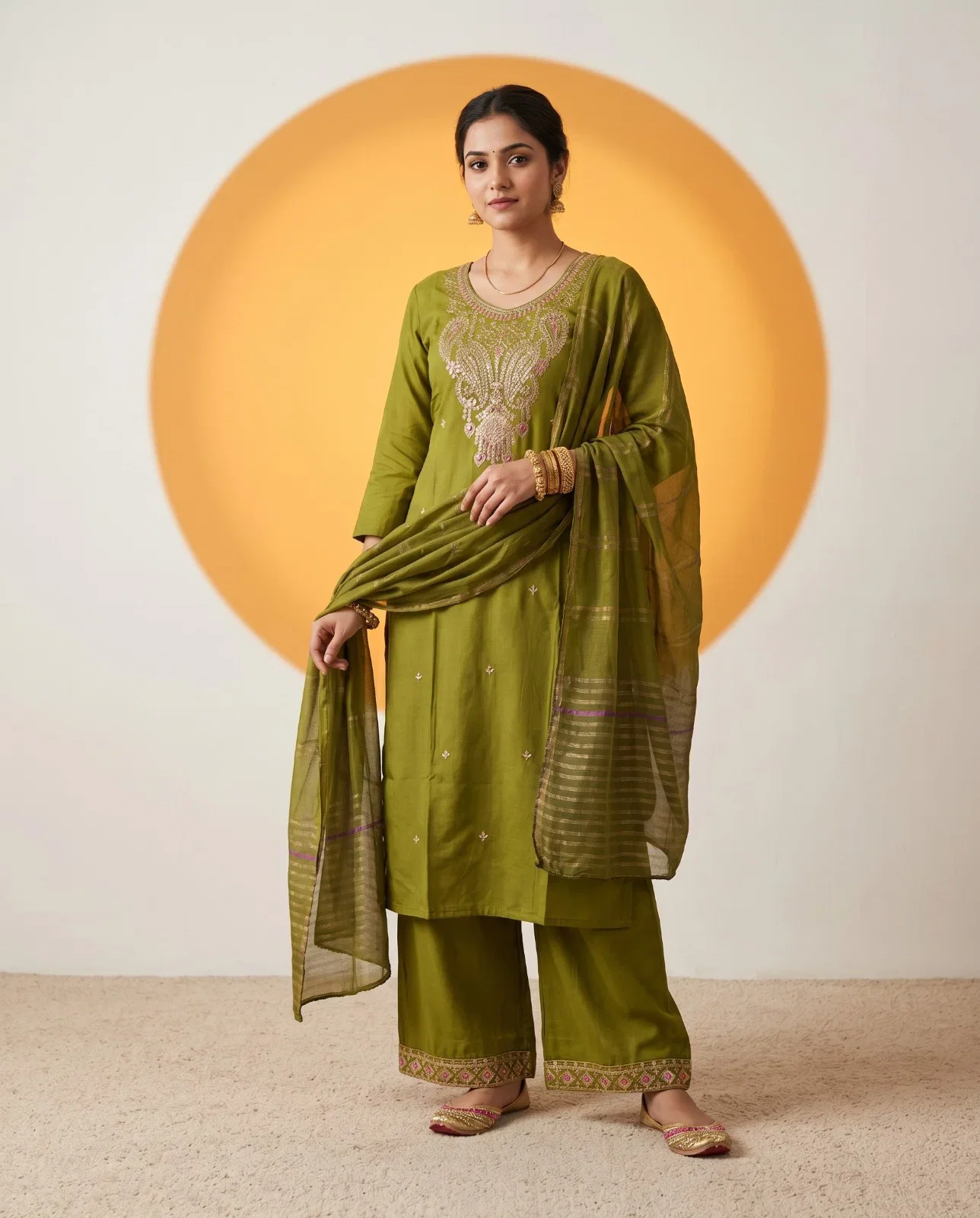 Naisha K 1013 Roman Silk Embroidered Kurti With Bottom Dupatta