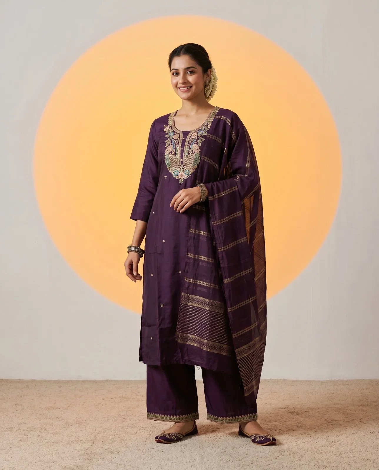 Naisha K 1013 Roman Silk Embroidered Kurti With Bottom Dupatta