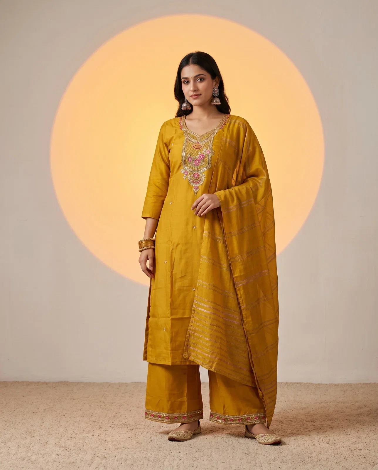 Naisha K 1013 Roman Silk Embroidered Kurti With Bottom Dupatta