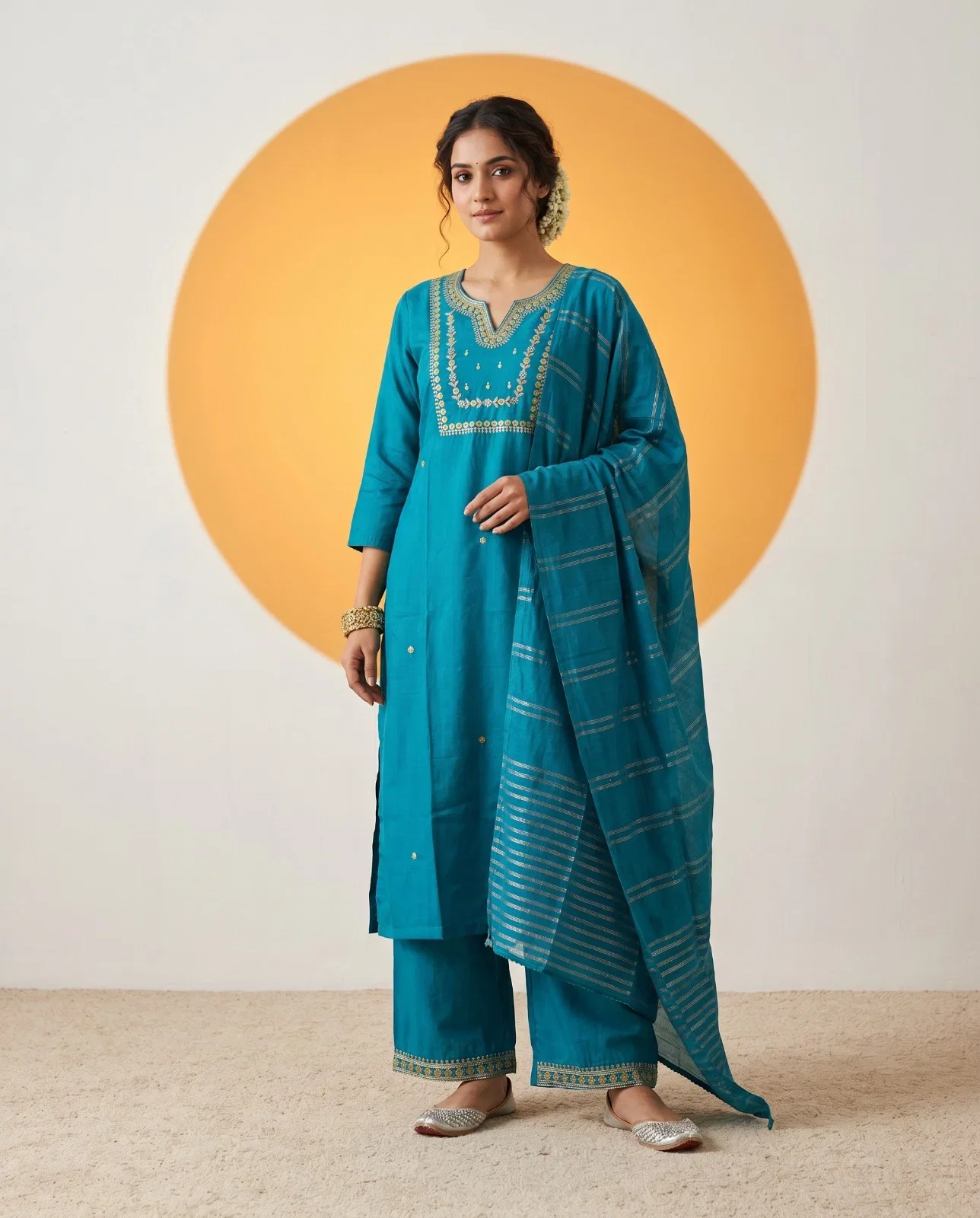 Naisha K 1013 Roman Silk Embroidered Kurti With Bottom Dupatta