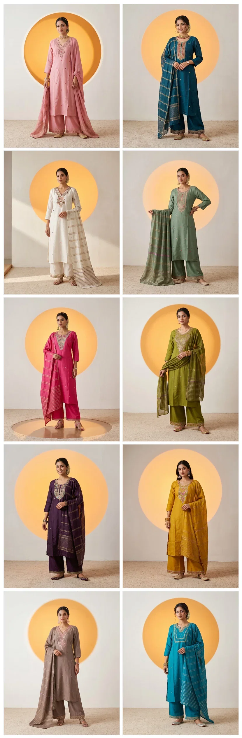 Naisha K 1013 Roman Silk Embroidered Kurti With Bottom Dupatta