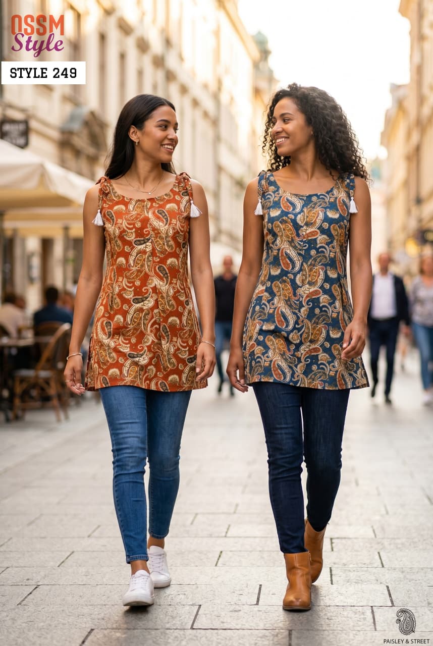 Ossm Style 244 Rayon Foil Printed Short Top Collection