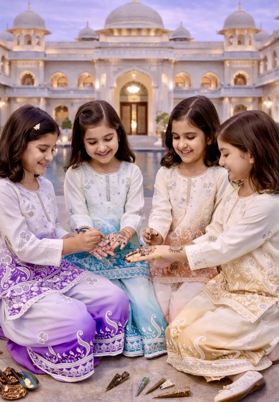 OC 249 Heavy Natural Crepe Readymade Kids Palazzo Suits 