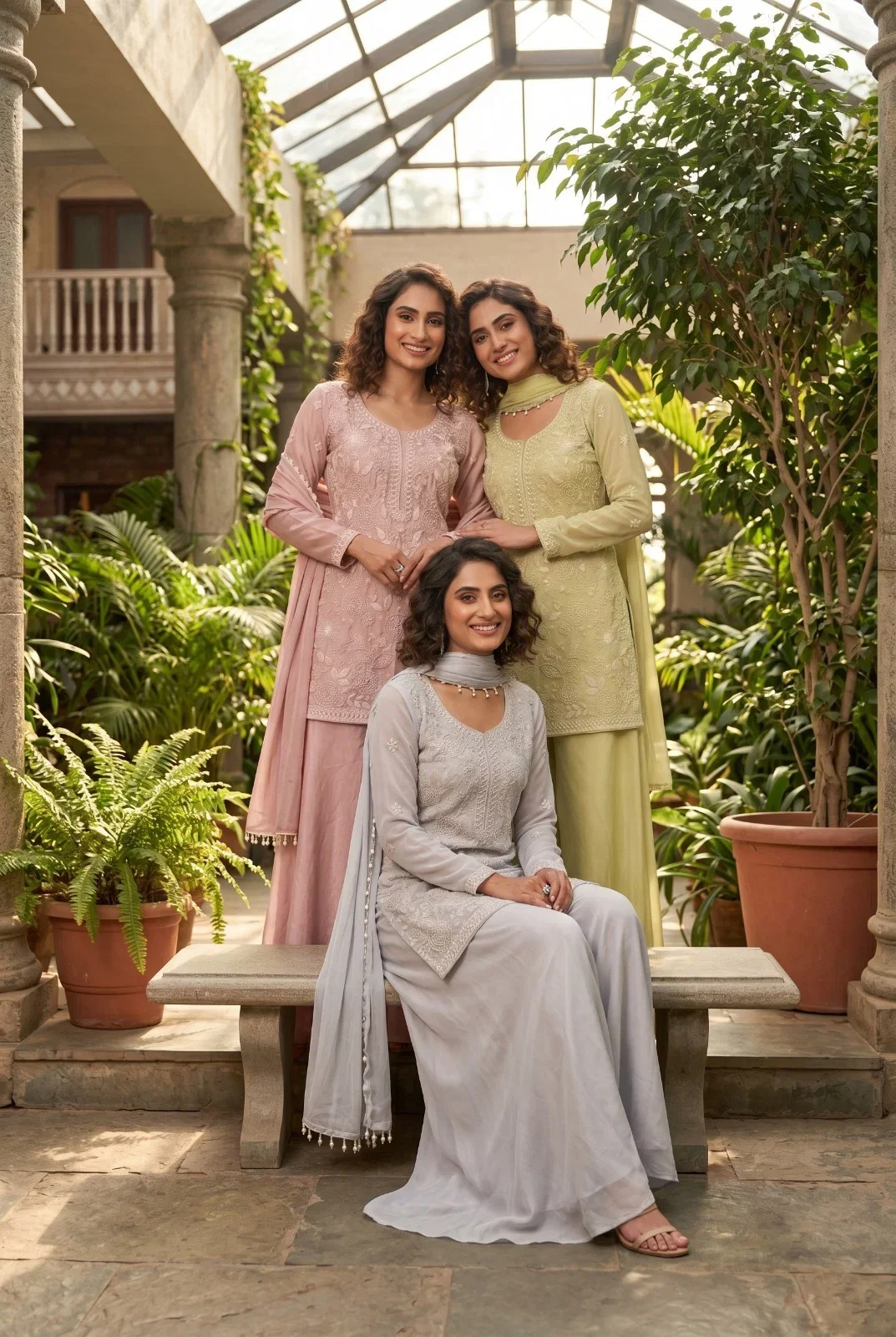 Daisy Vol 1 Chinon Silk With Beads Worked Kurti With Bottom Dupatta