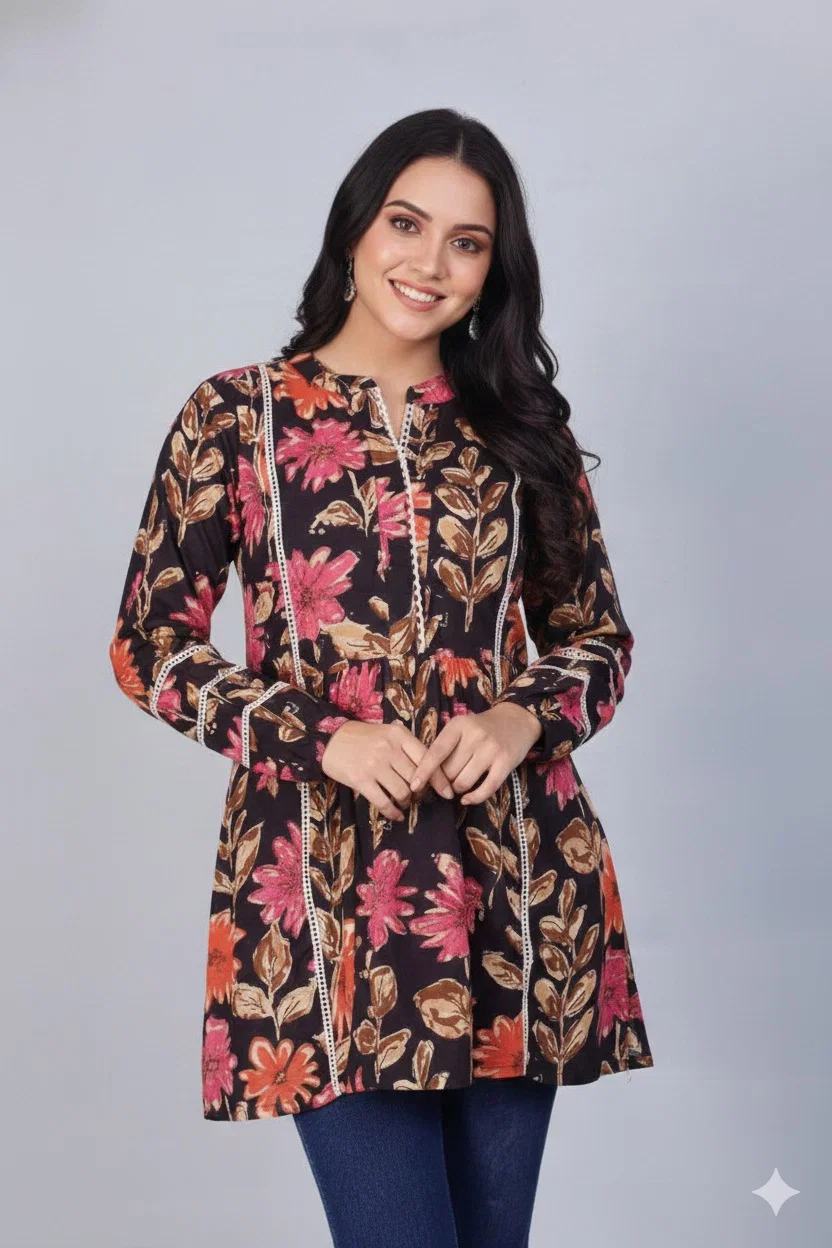Swara Ladies Tunic Top Pure Cotton Straight Fit Tops