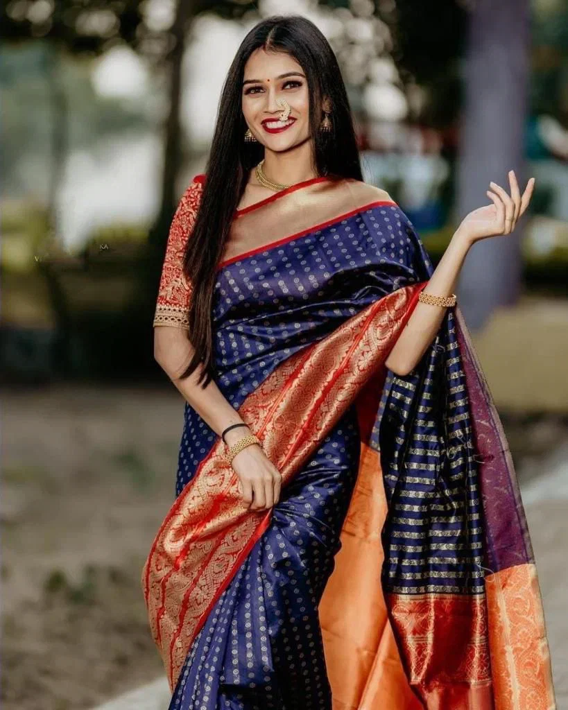 Soft Silk 4080 Lichi Silk Jacquard Worked Saree Collection