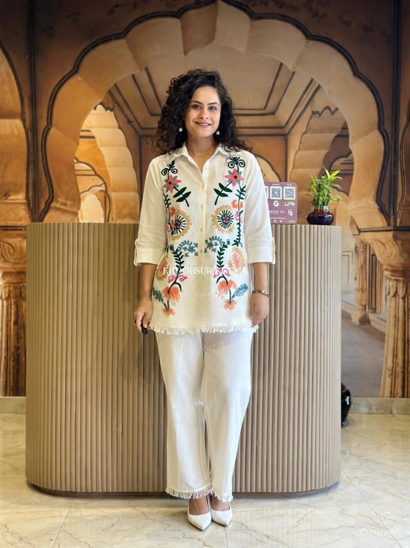 Lekha SC 103 Tesla Slub Embroidery Top With Pant Collection