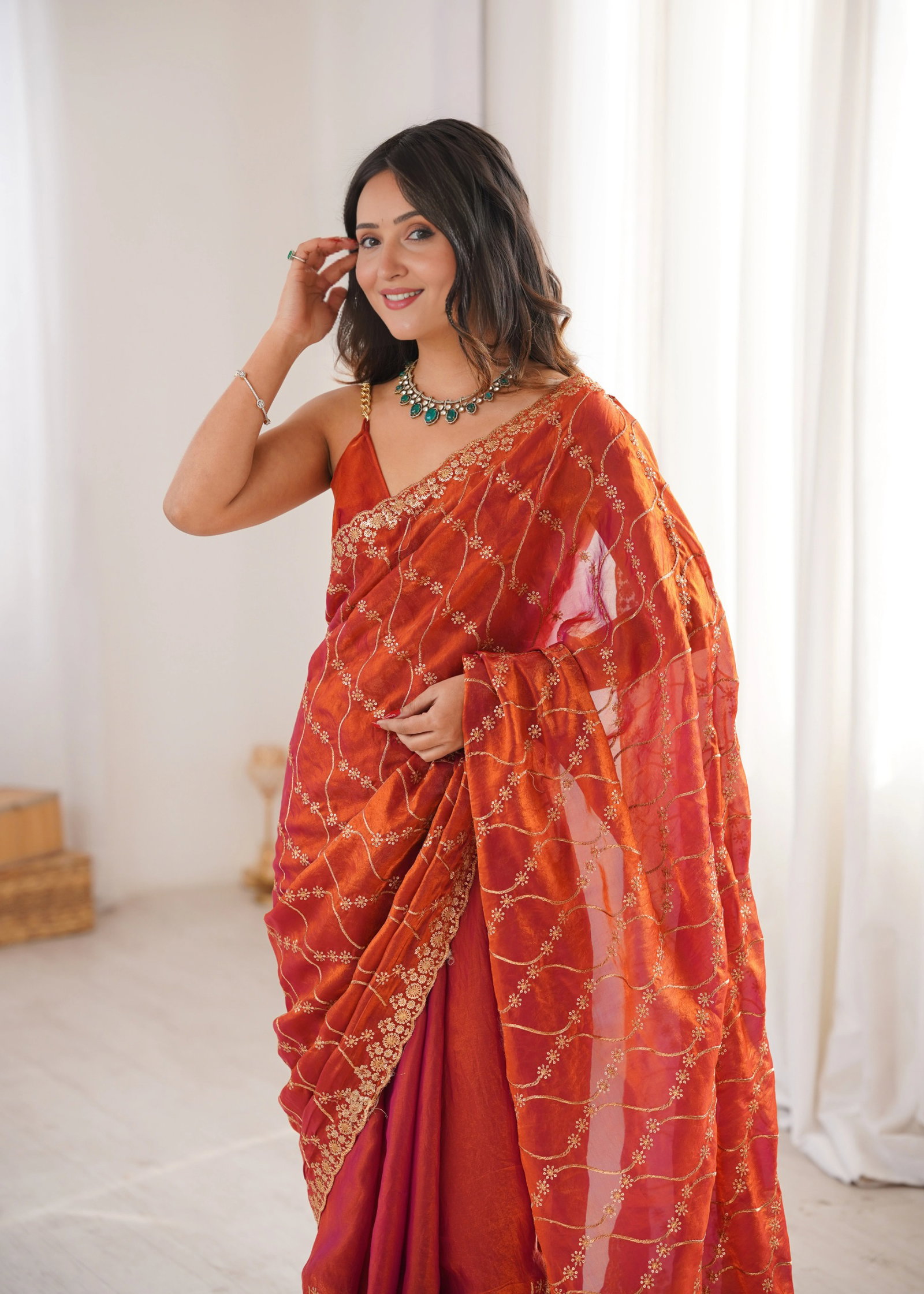Kc 945 Fandy Satin Seuqence Embroidered Saree Collection