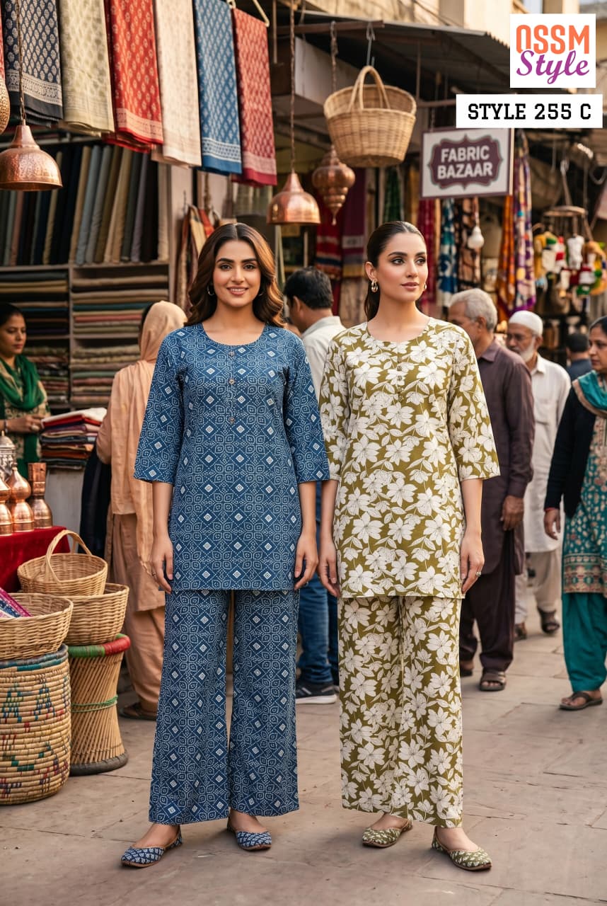 Ossm Style 255 A To E Cotton Printed Co Ord Set Collection