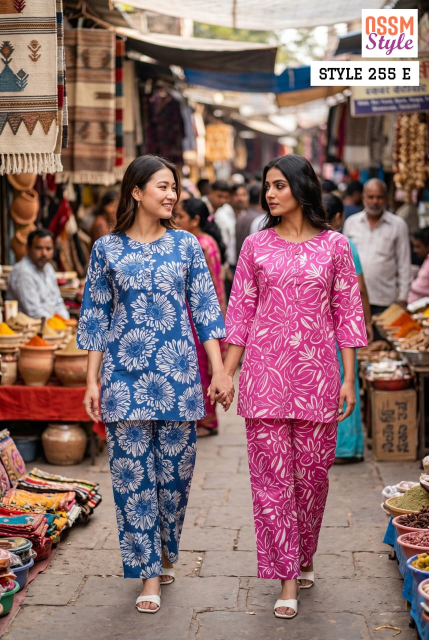 Ossm Style 255 A To E Cotton Printed Co Ord Set Collection
