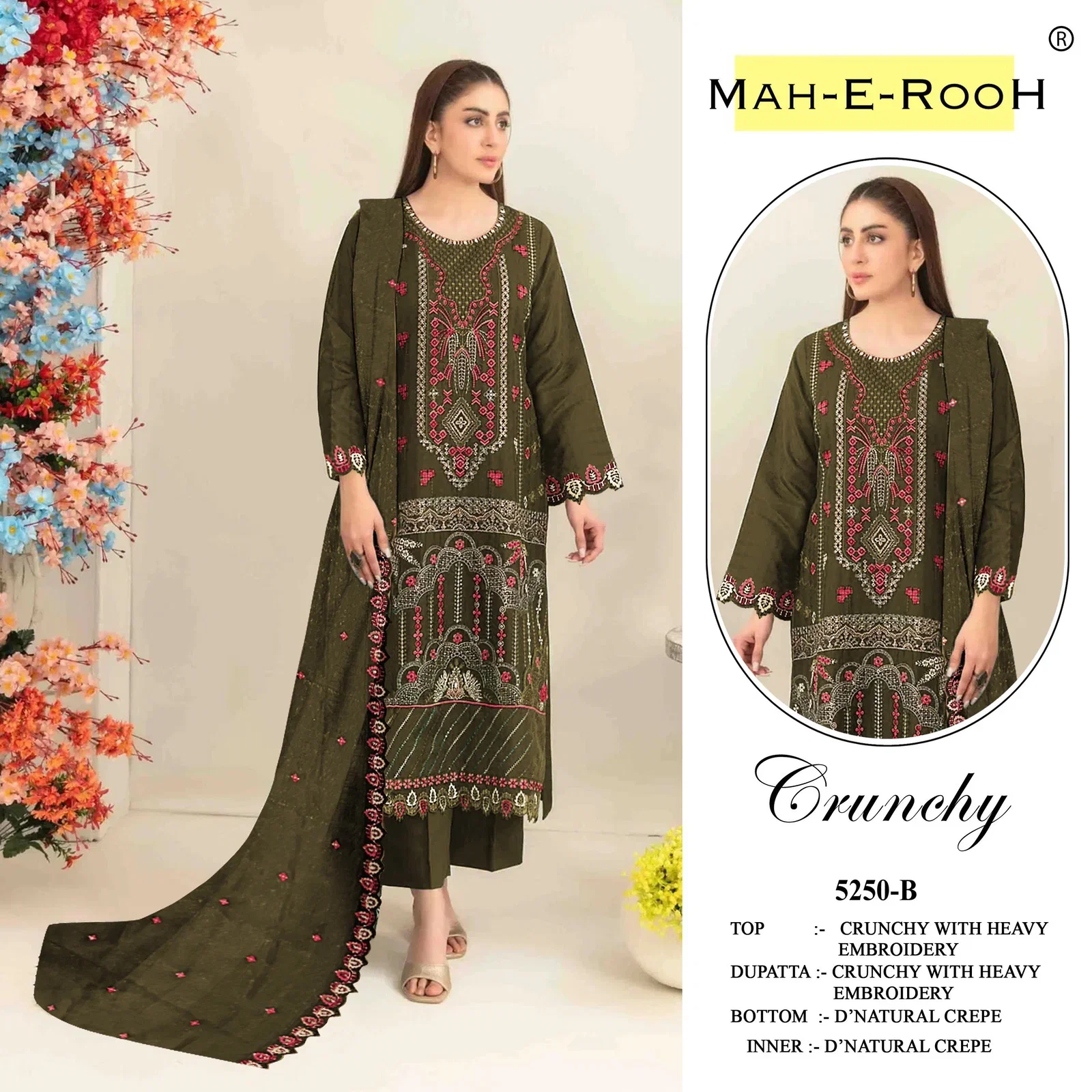 Mah E Rooh 5250 A To E Crunchy With Embroidered Salwar Kameez Collection