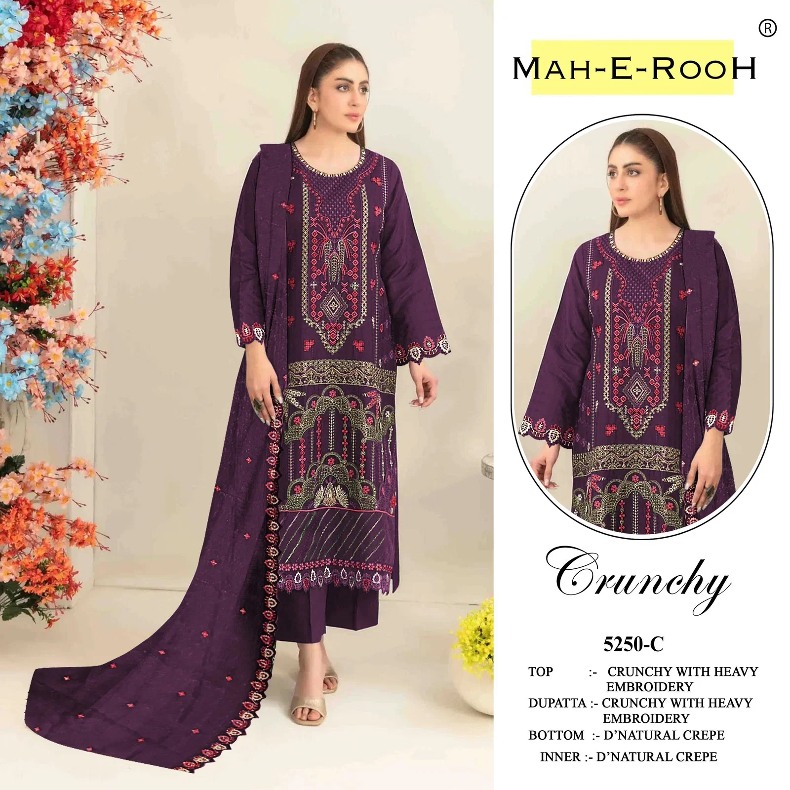 Mah E Rooh 5250 A To E Crunchy With Embroidered Salwar Kameez Collection