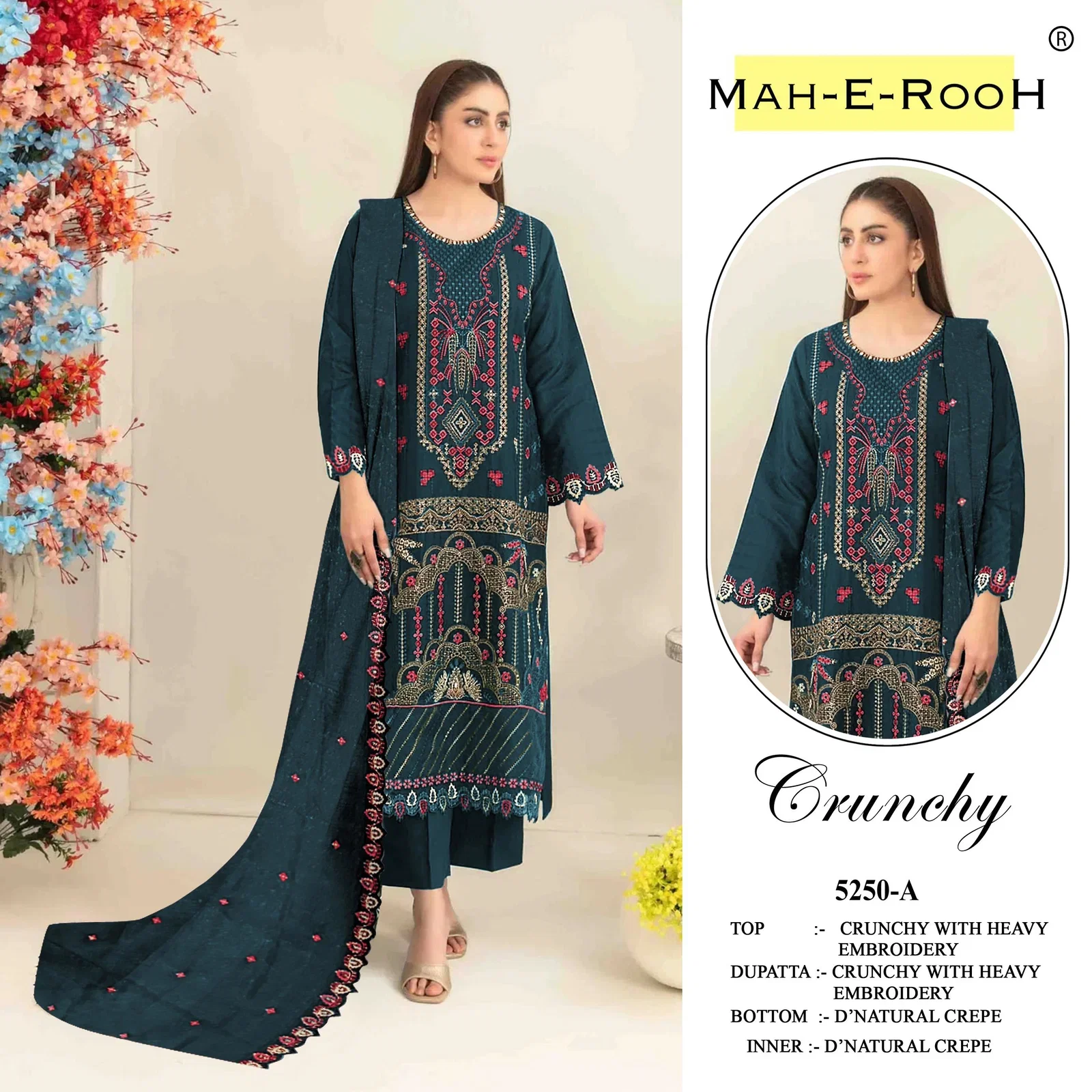 Mah E Rooh 5250 A To E Crunchy With Embroidered Salwar Kameez Collection