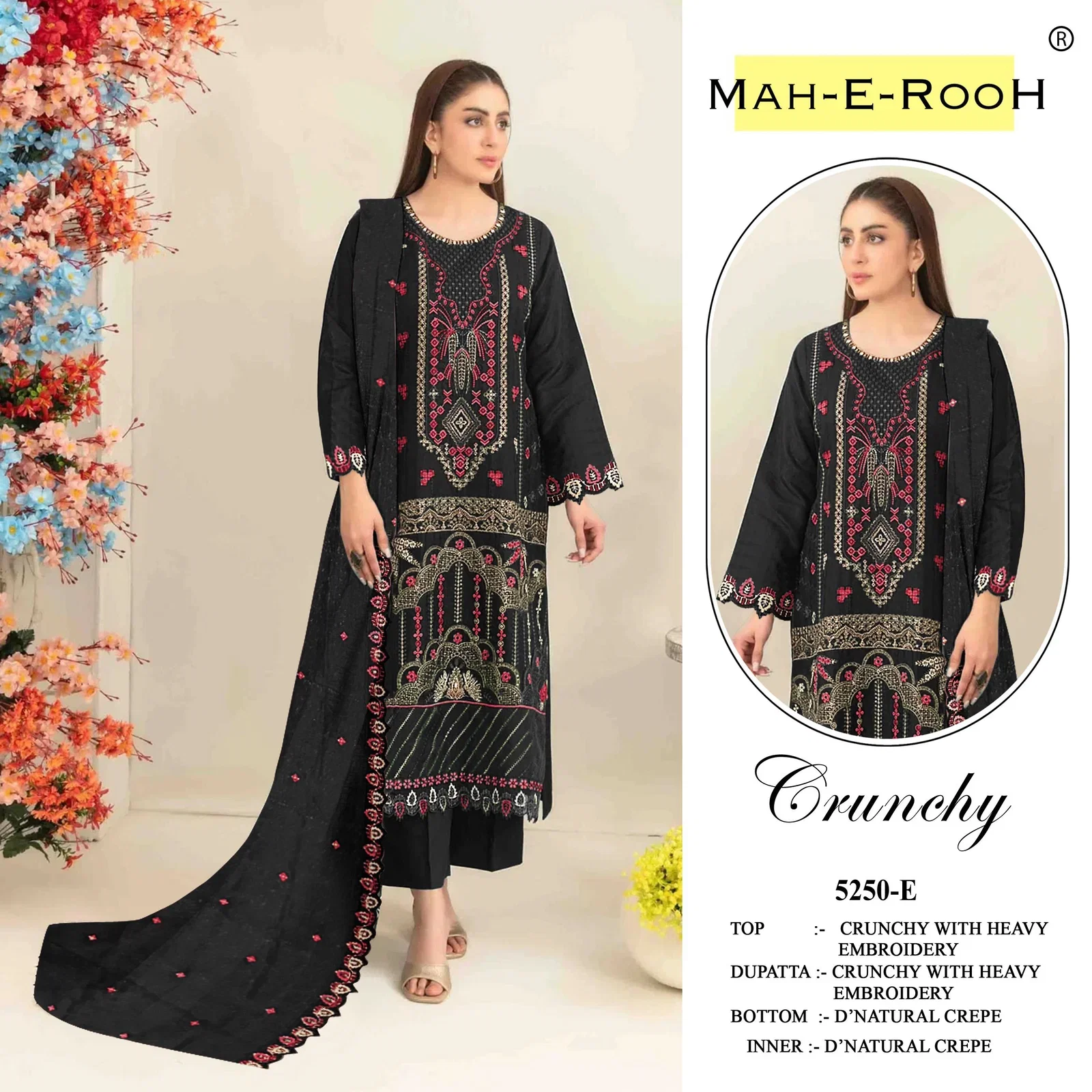 Mah E Rooh 5250 A To E Crunchy With Embroidered Salwar Kameez Collection