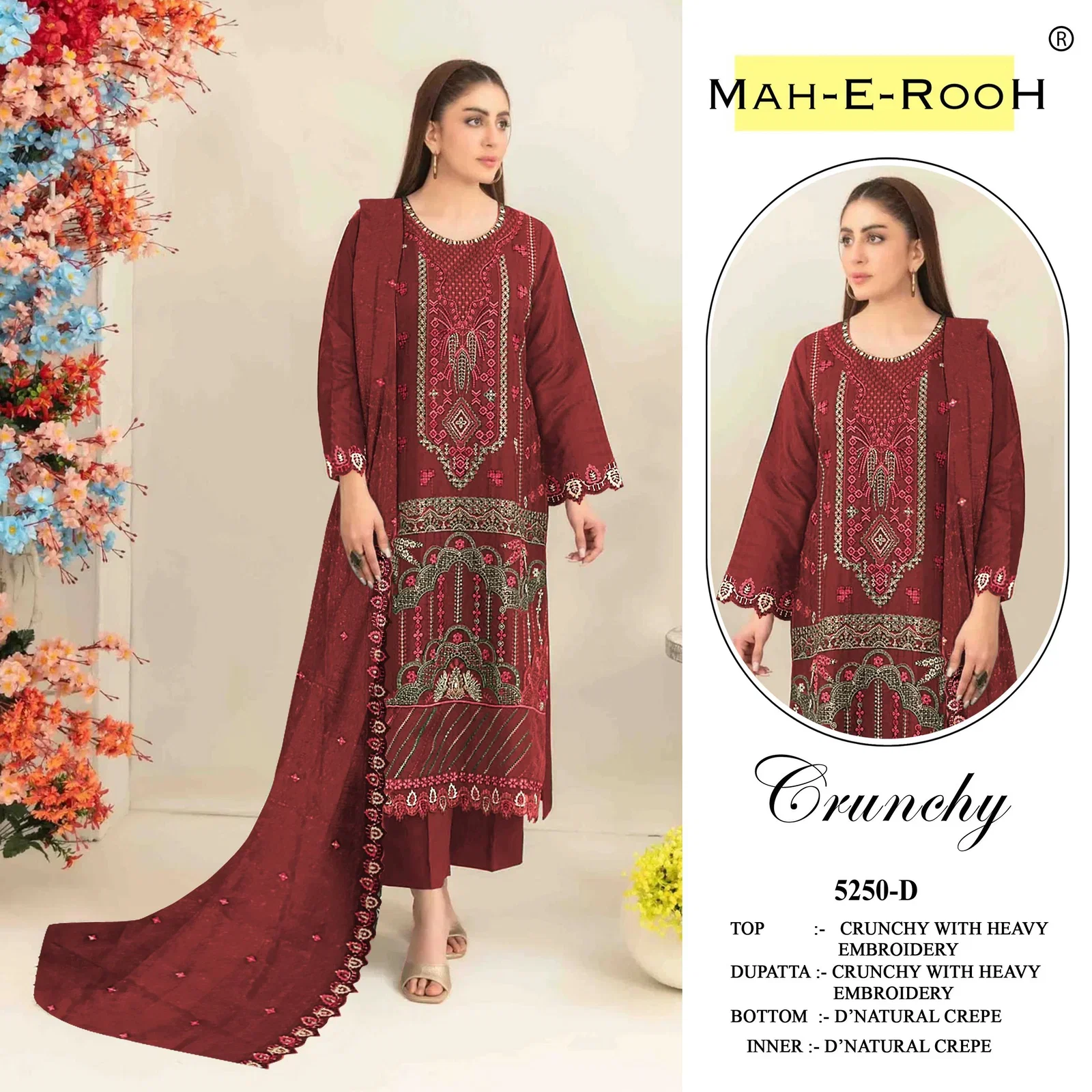 Mah E Rooh 5250 A To E Crunchy With Embroidered Salwar Kameez Collection