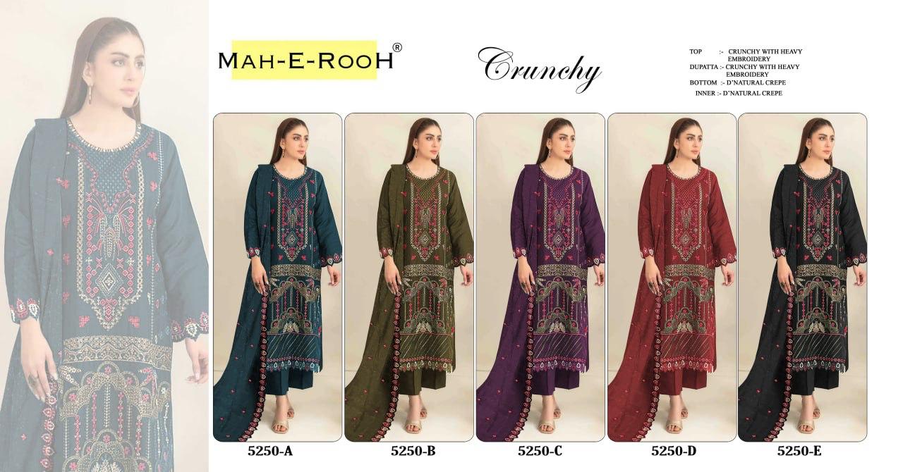 Mah E Rooh 5250 A To E Crunchy With Embroidered Salwar Kameez Collection