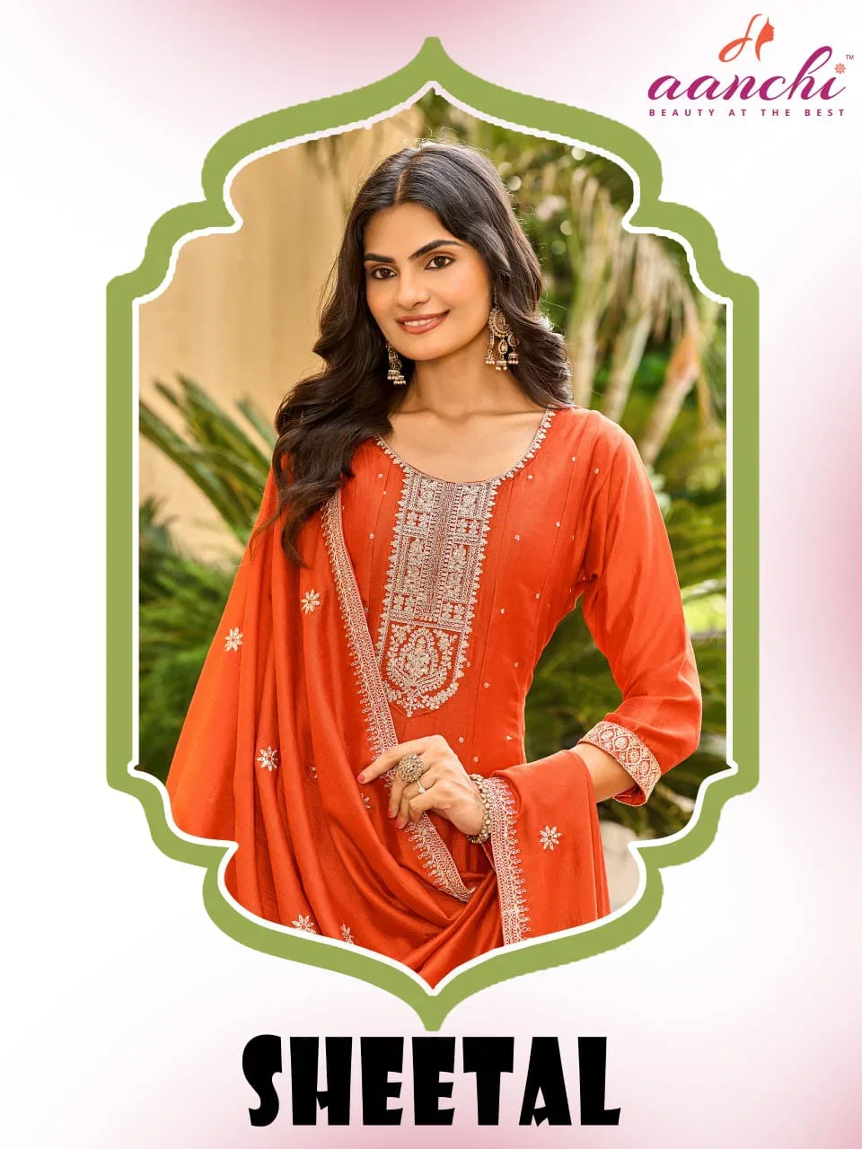 Aanchi Sheetal Vichitra Silk Embroidered Kurti With Bottom Dupatta