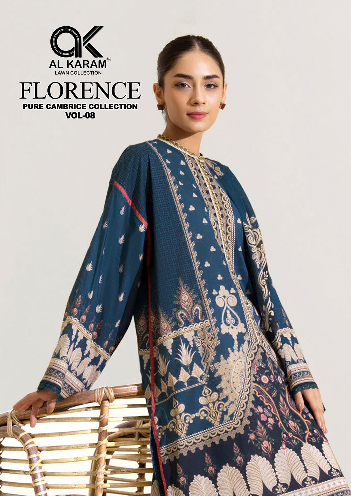 AL Karam Florence Vol 8 Pure Cambric Cotton Karachi Dress Materials Collection