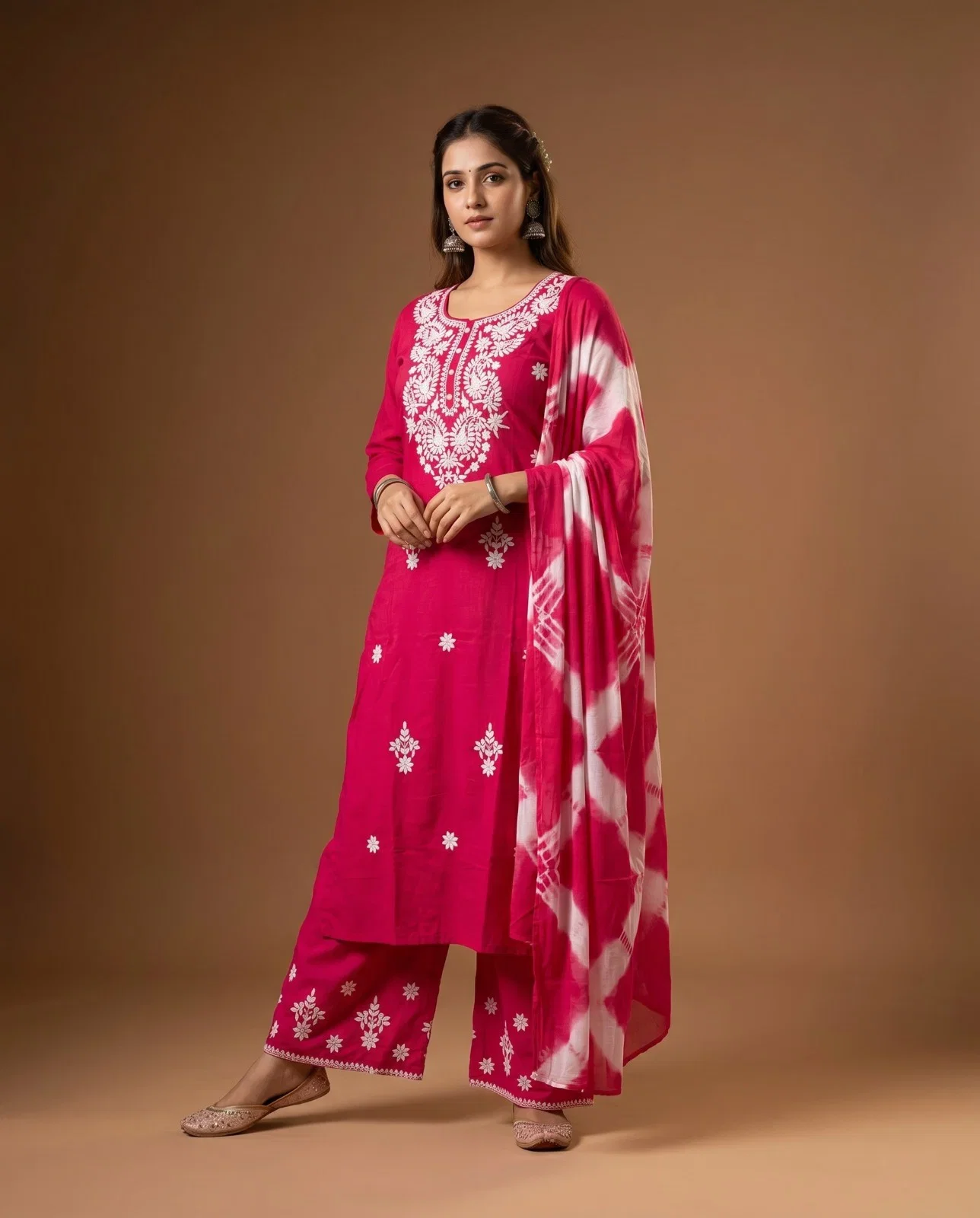 Naisha K 1014 Rayon Lucknowi Embroidered Kurti With Botttom Dupatta