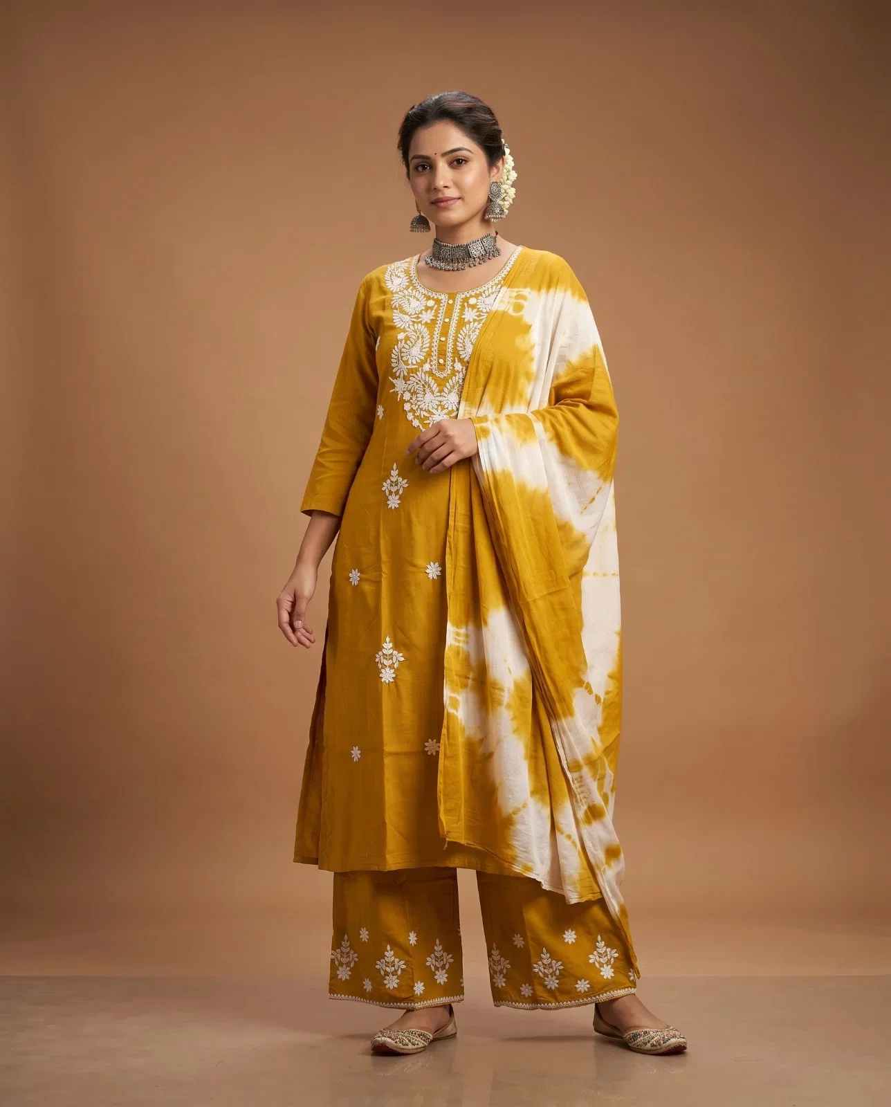 Naisha K 1014 Rayon Lucknowi Embroidered Kurti With Botttom Dupatta
