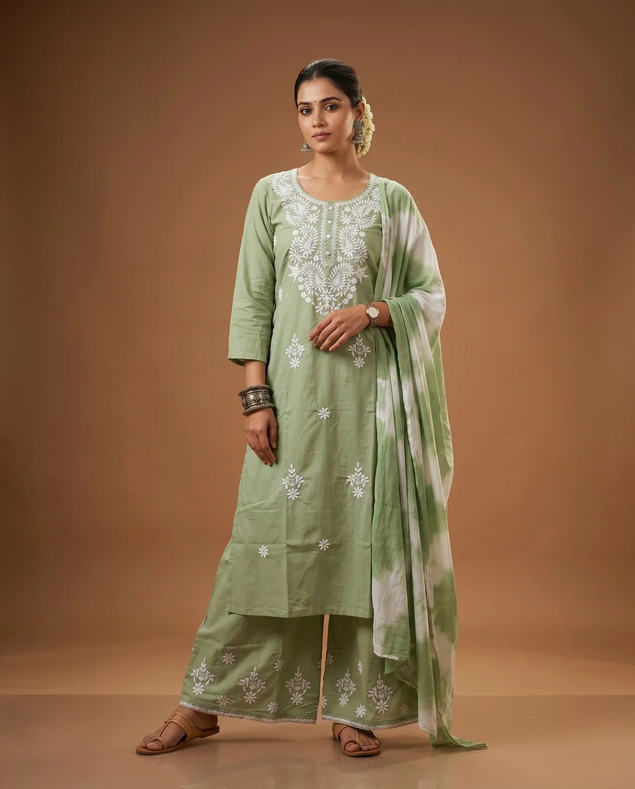 Naisha K 1014 Rayon Lucknowi Embroidered Kurti With Botttom Dupatta