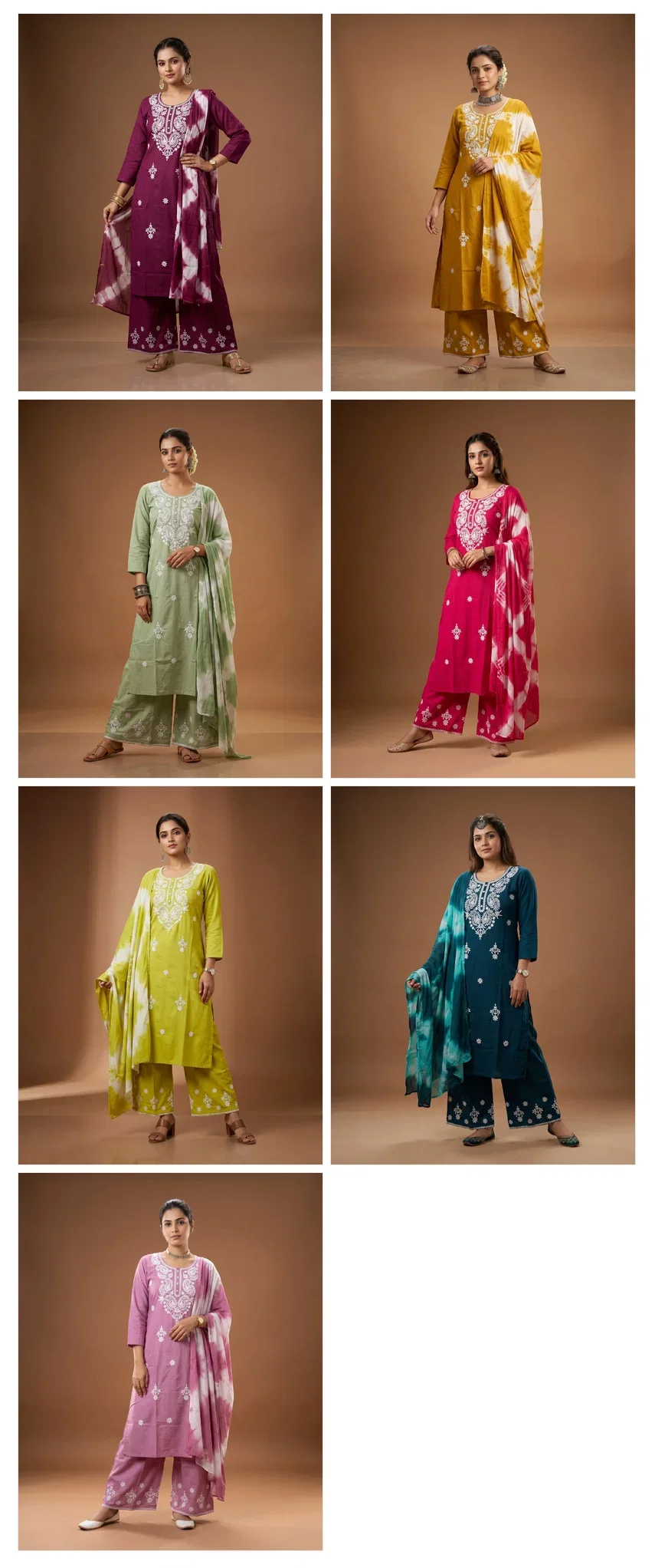 Naisha K 1014 Rayon Lucknowi Embroidered Kurti With Botttom Dupatta