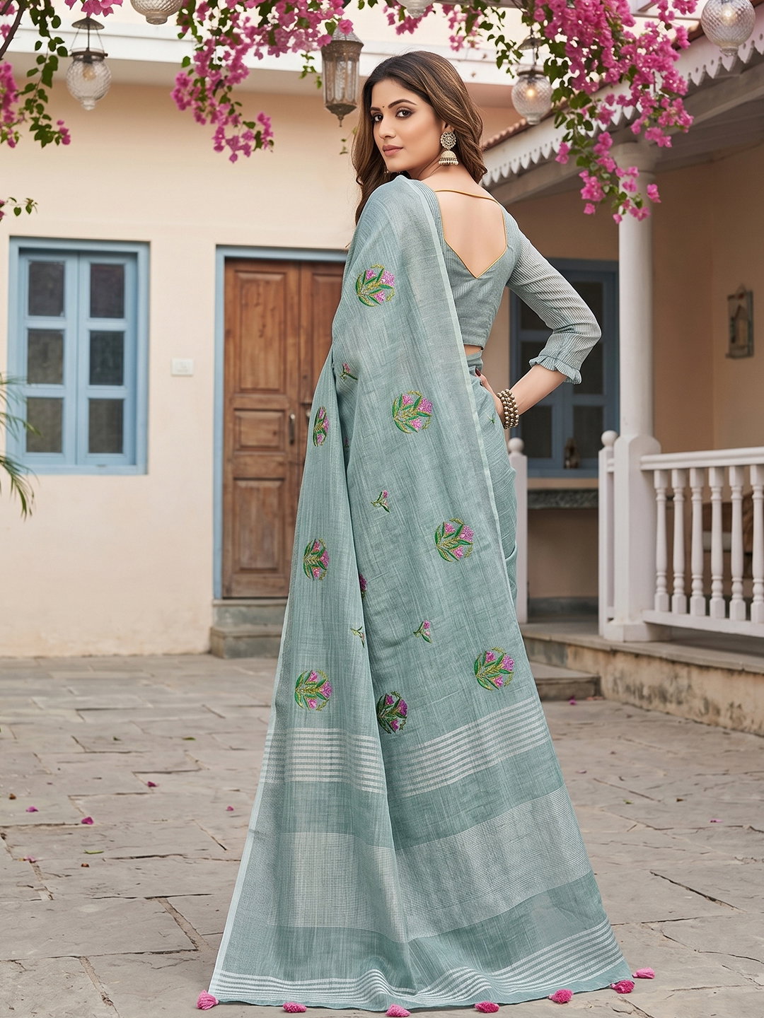 AST Samaira Linen Cotton Embroidery Sarees Collection