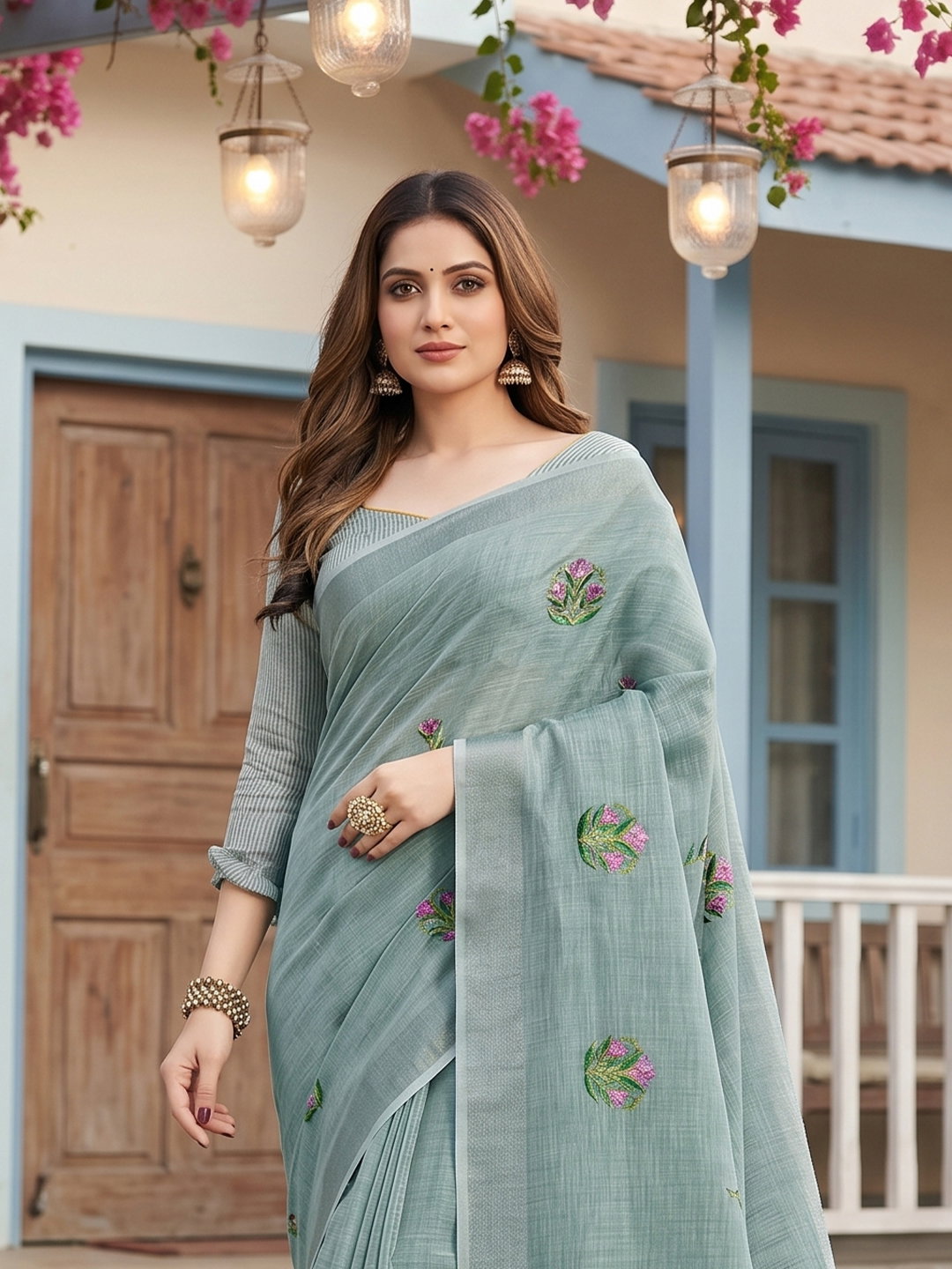 AST Samaira Linen Cotton Embroidery Sarees Collection