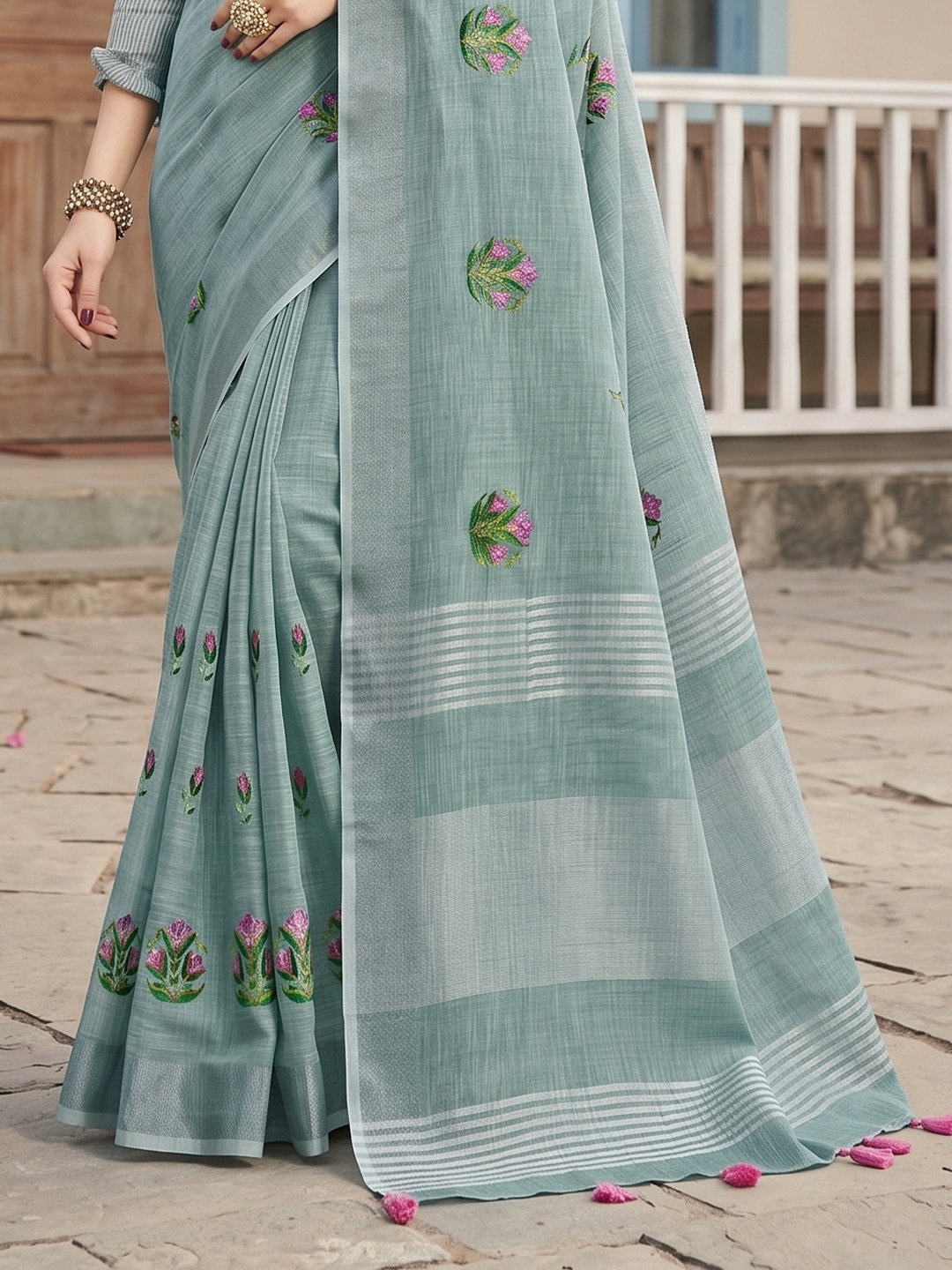 AST Samaira Linen Cotton Embroidery Sarees Collection