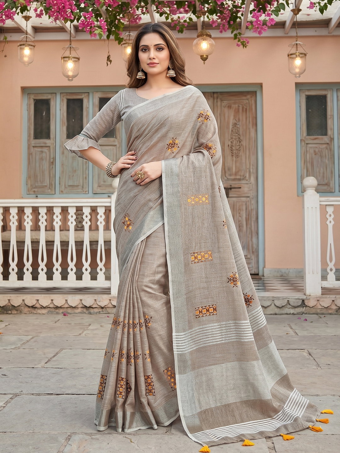 AST Samaira Linen Cotton Embroidery Sarees Collection