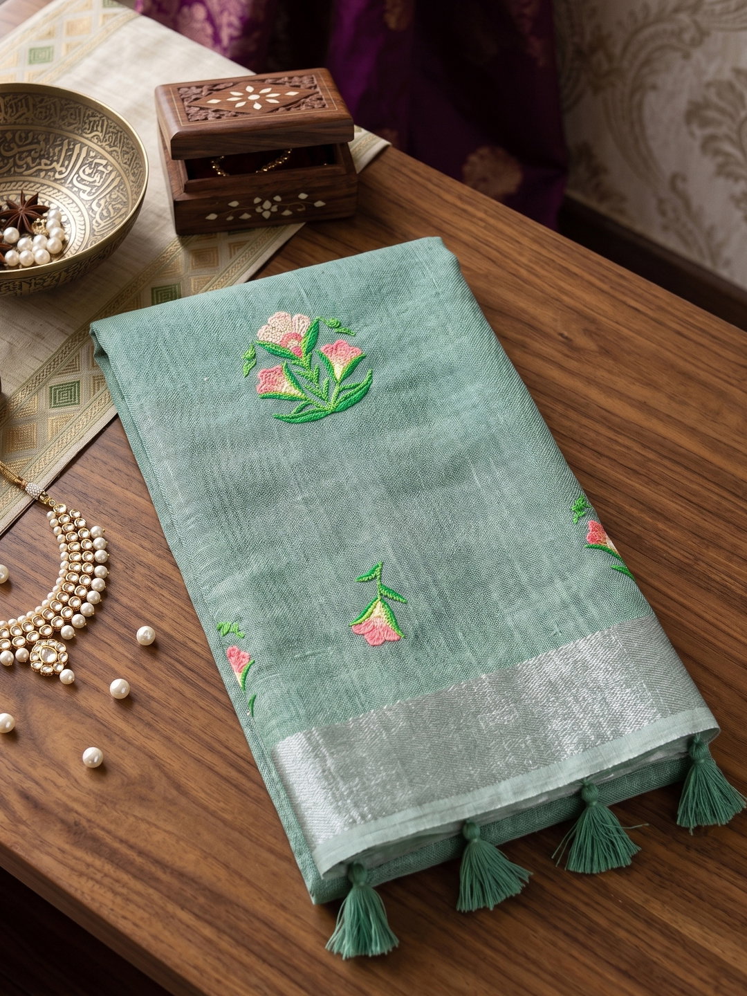 AST Samaira Linen Cotton Embroidery Sarees Collection
