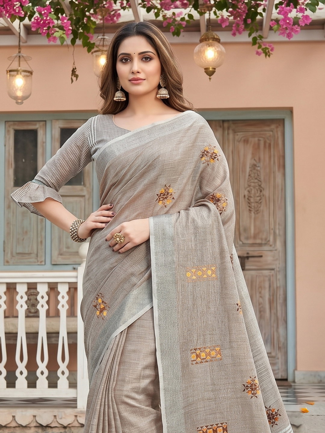 AST Samaira Linen Cotton Embroidery Sarees Collection