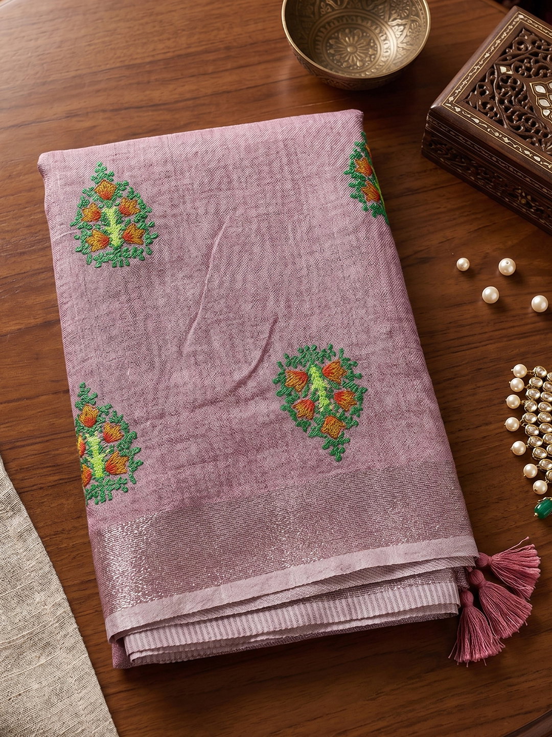 AST Samaira Linen Cotton Embroidery Sarees Collection