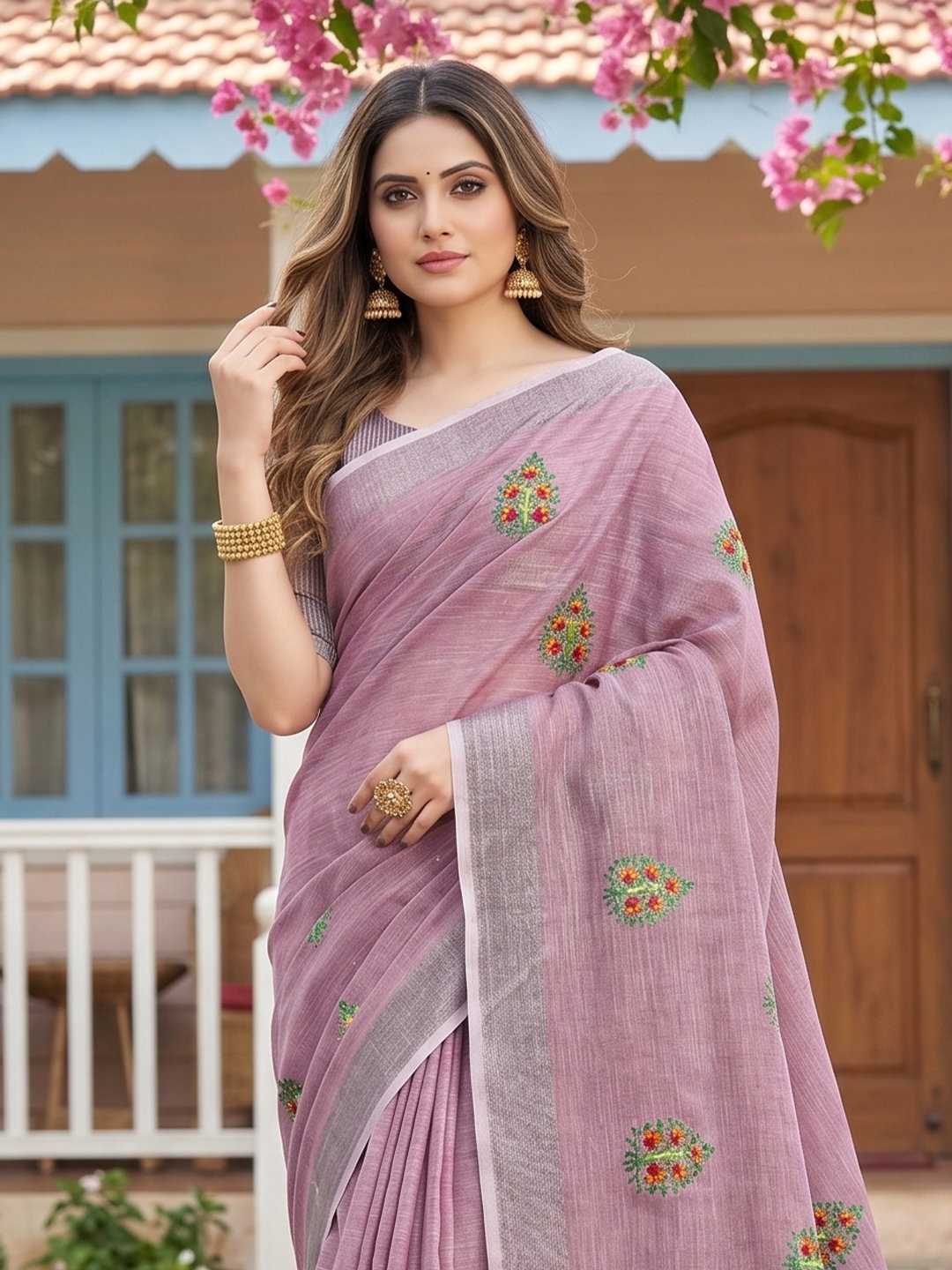 AST Samaira Linen Cotton Embroidery Sarees Collection