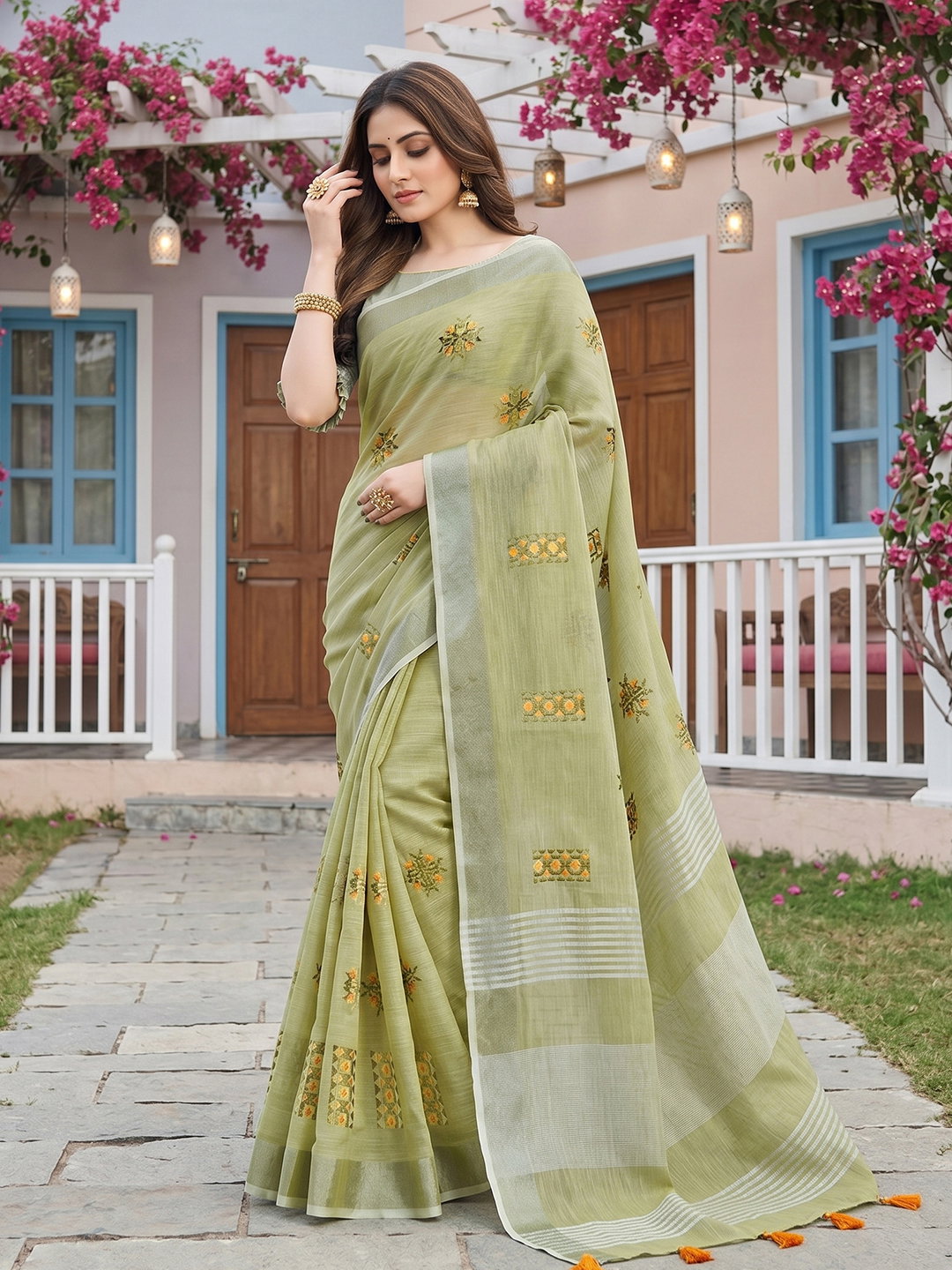 AST Samaira Linen Cotton Embroidery Sarees Collection