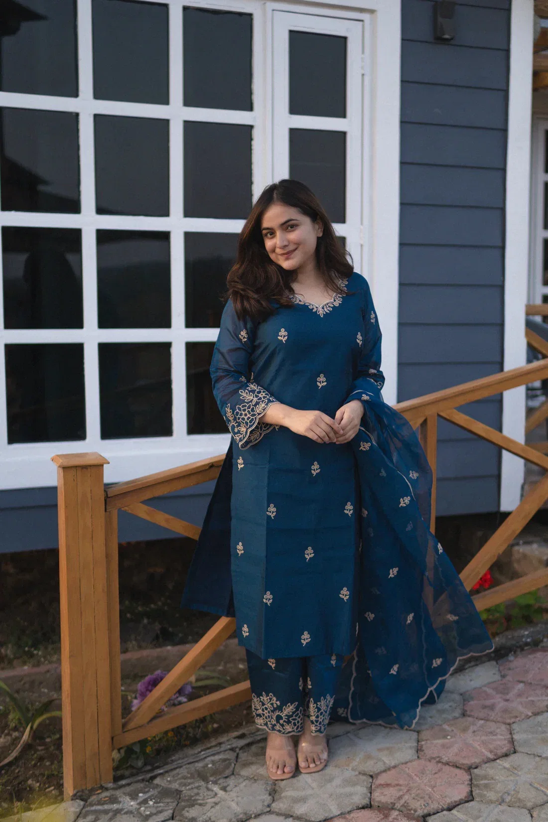 Dhruvi 466 Chanderi Embroidered Kurti With Bottom Dupatta