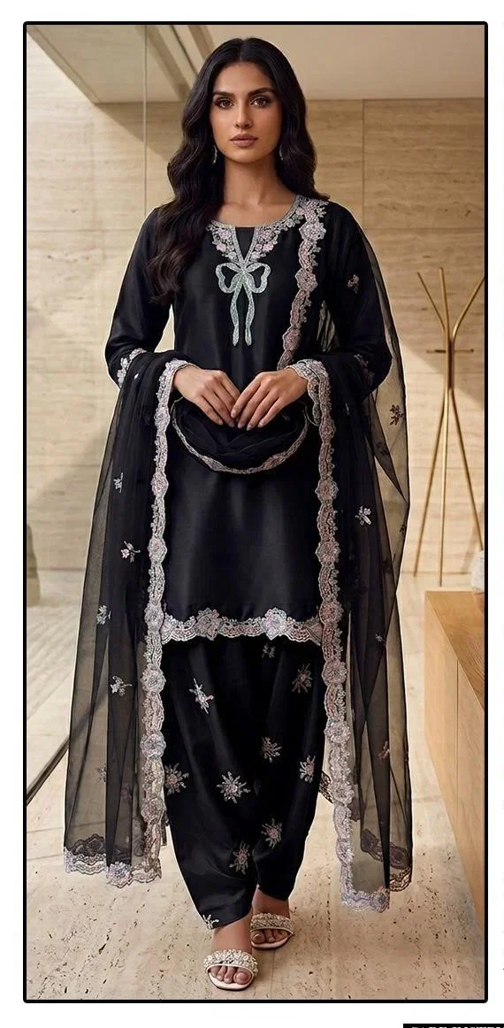 Hoor Tex 847 A To D Malai Satin Embroidered Salwar Kameez Collection