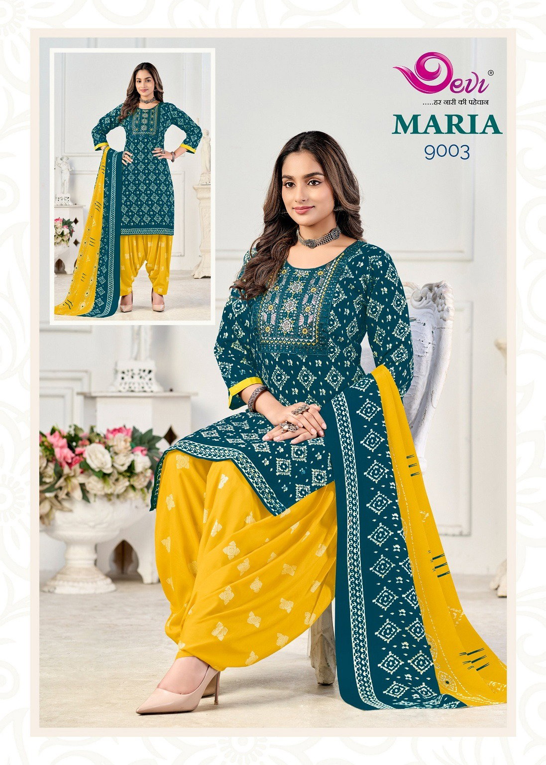 Devi Maria Vol 9 Indo Cotton Printed Readymade Patiala Suits Collection