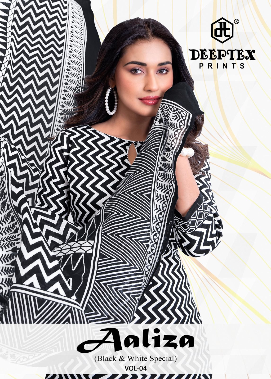 Deeptex Aaliza Black & White Vol 4 Pure Cotton Printed Readymade Kurti Pant With Dupatta Collection