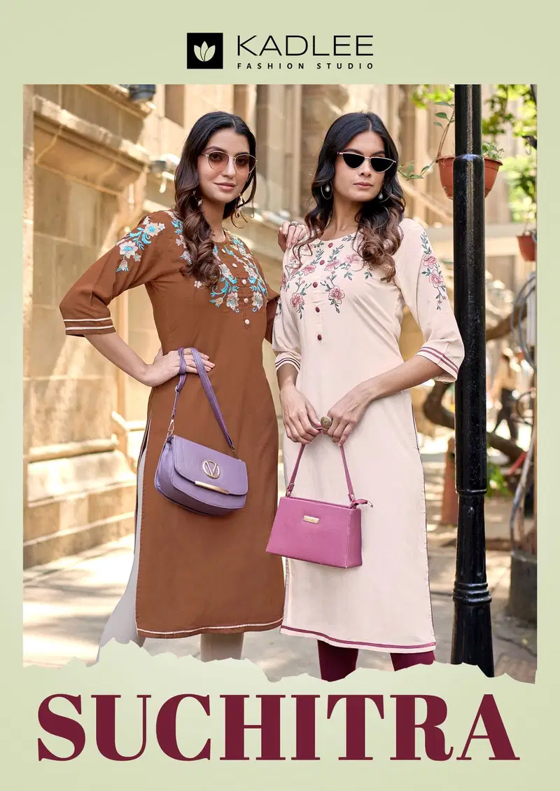 Kadlee Suchitra Rayon Thread Worked Kurti Collection