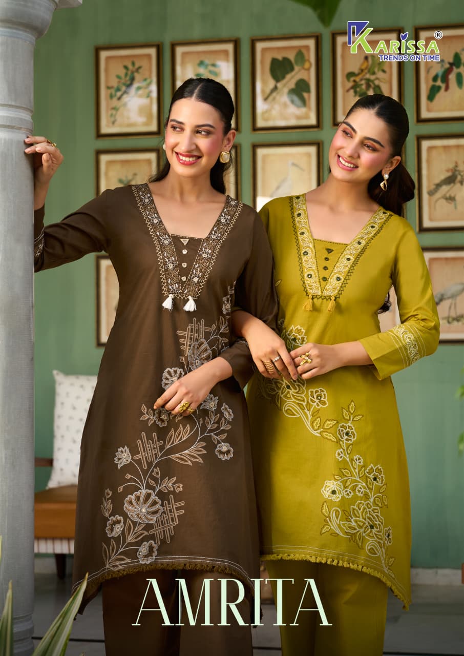 Karissa Amrita Bombay Cotton Handworked Kurti With Bottom