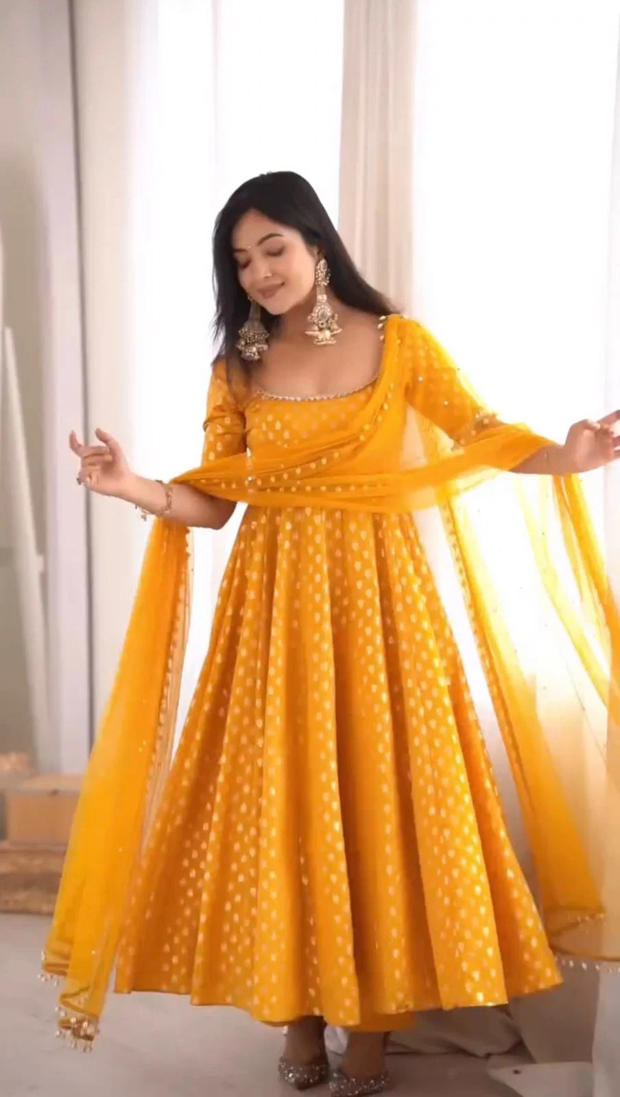 Glory 6025 Chanderi Jacquard Gown With Pant And Dupatta