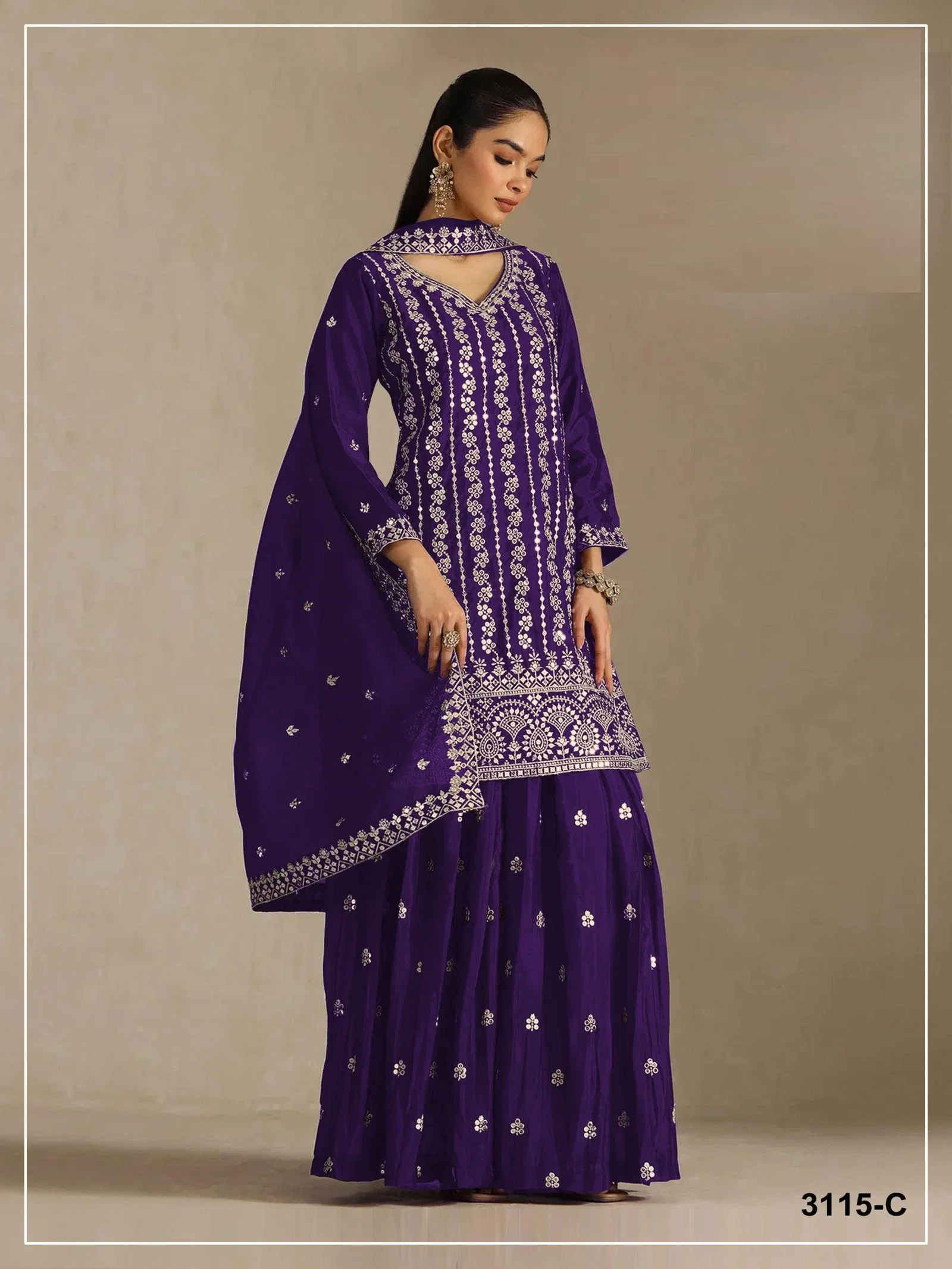 3115 Master Colors A To D Chinon Embroidered Salwar Kameez