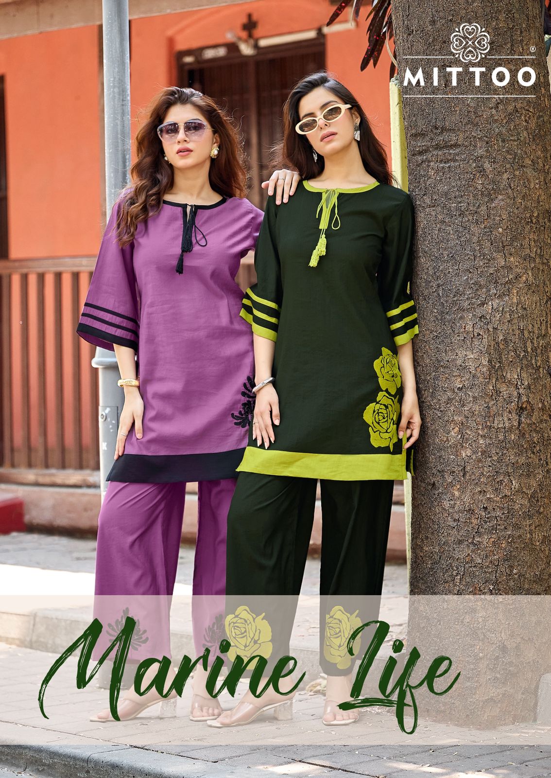 Mittoo Marine Life Viscose Weaving Thread Work Co Ord Set Collection