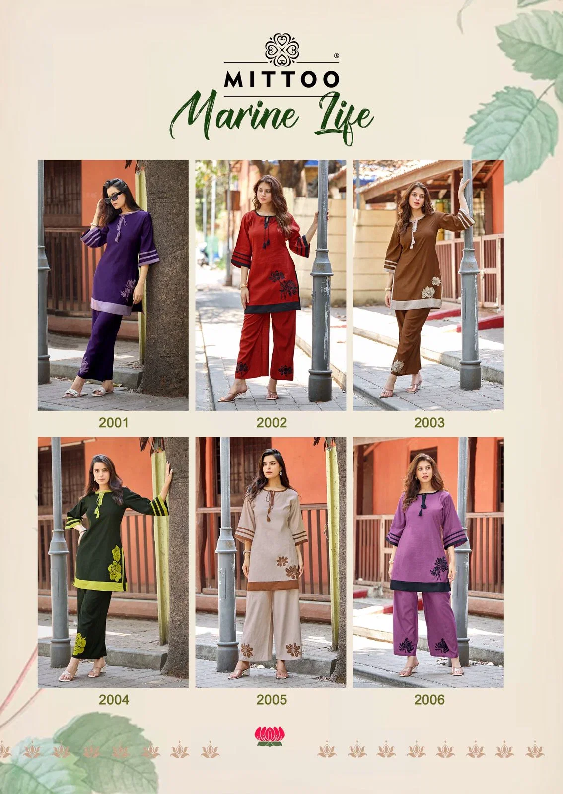 Mittoo Marine Life Viscose Weaving Thread Work Co Ord Set Collection