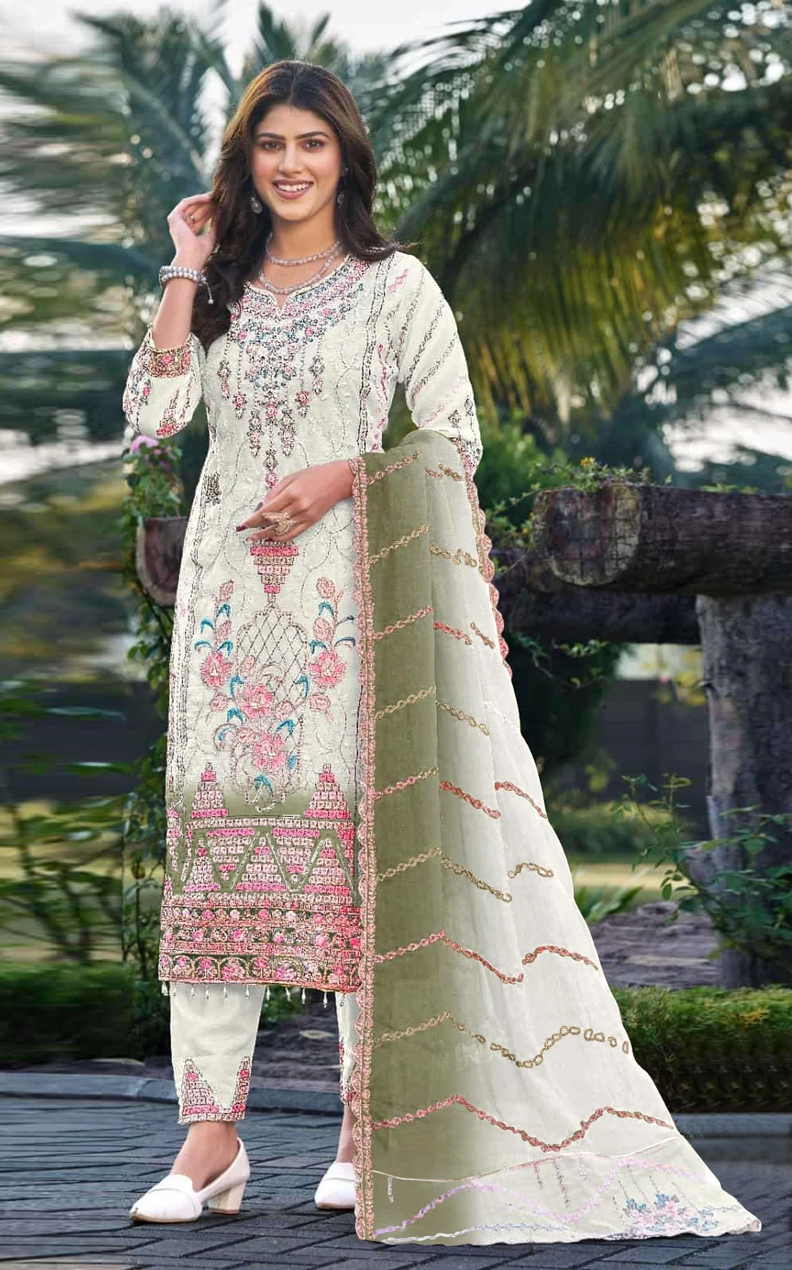 Mah E Rooh 4244 A To D Crunchy Shaded Embroidered Salwar Kameez