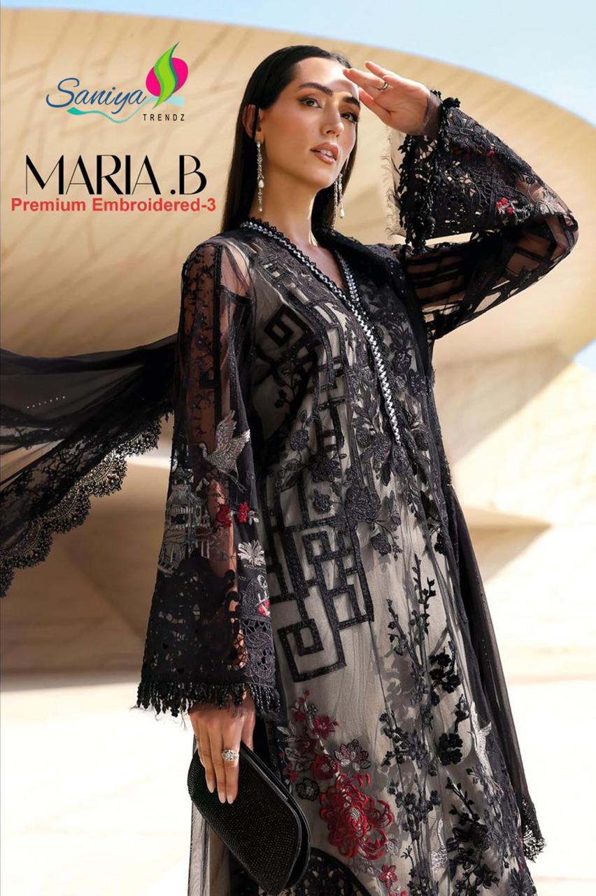 Saniya Maria B Premium Embroidered 3 Cotton With Chikankari Embroidered Salwar Kameez