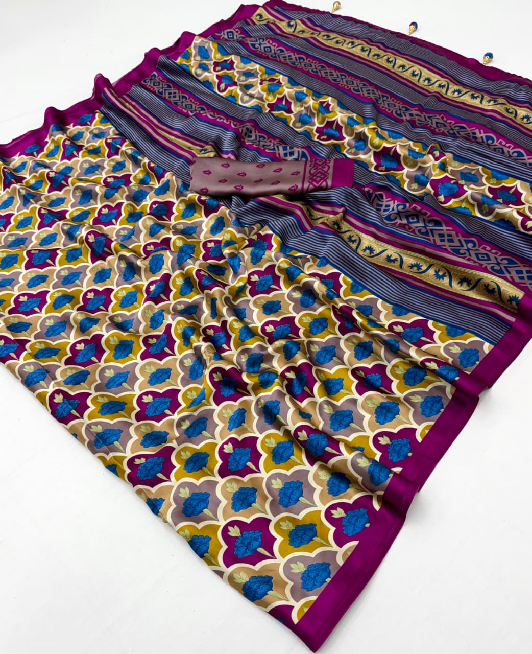 Lux Vol 38 Semi Modal Ajrakh Printed Saree Collection