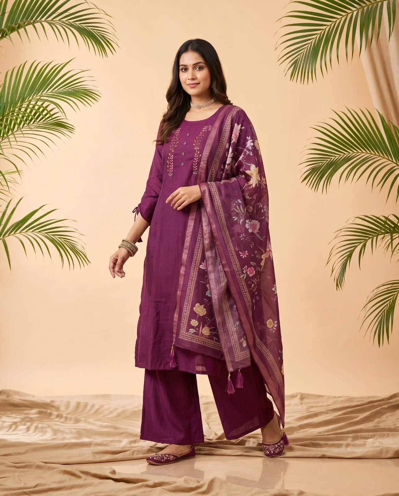 Naisha K 1022 Berlin Handworked Kurti With Bottom Dupatta