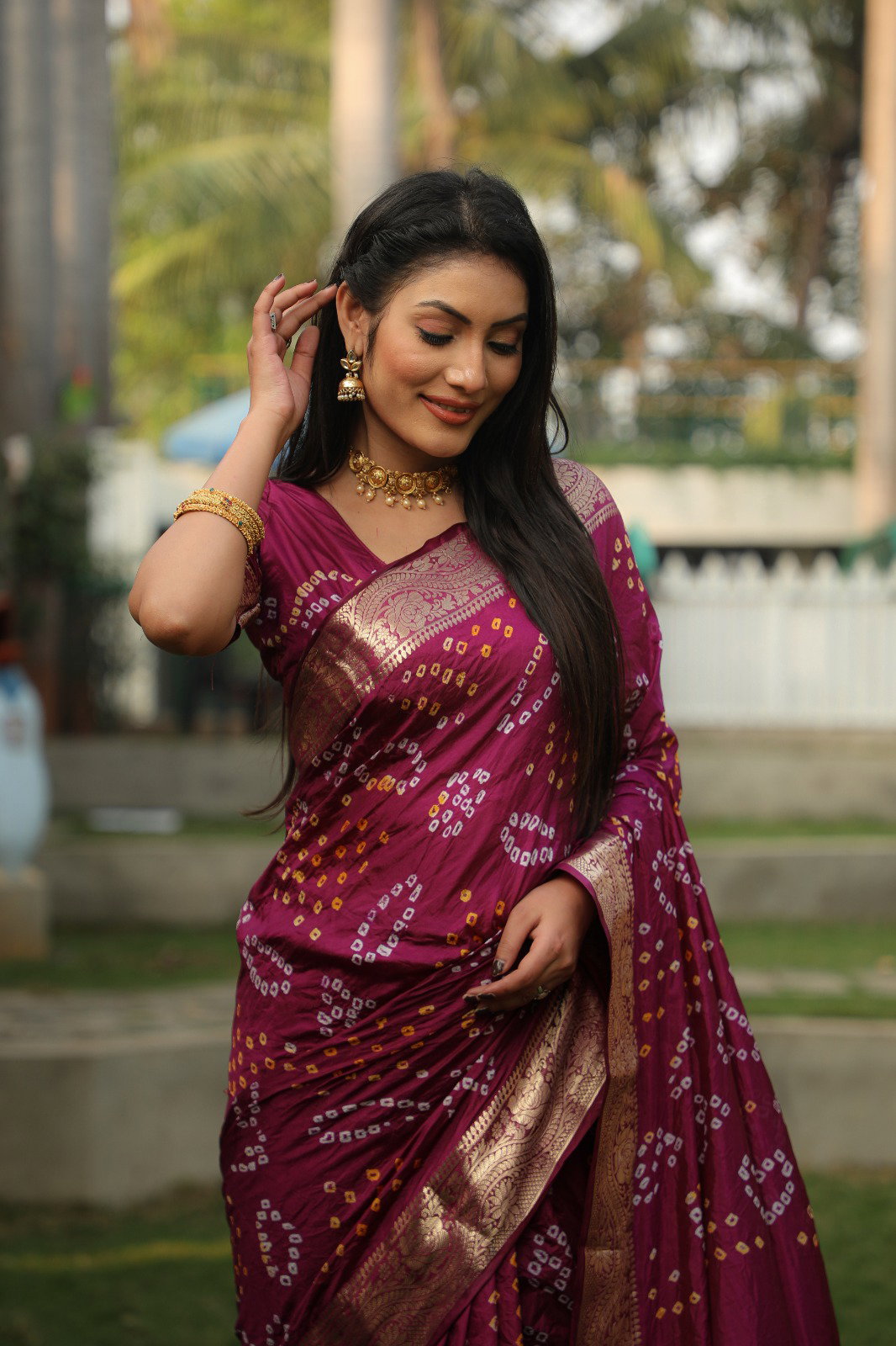 Lekha Vc Rangoli Vol 1 Handmade Bandhej Silk Zari Weaving Saree